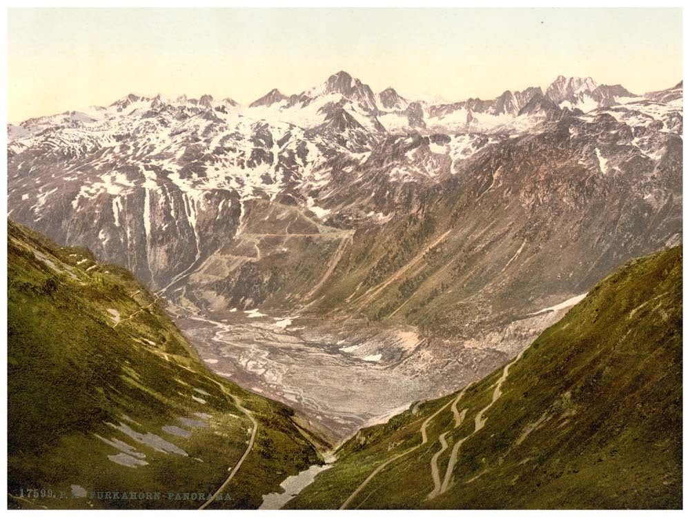 Furka Pass, general view from the Furkahorn, Bernese Oberland, Switzerland 0400-4654