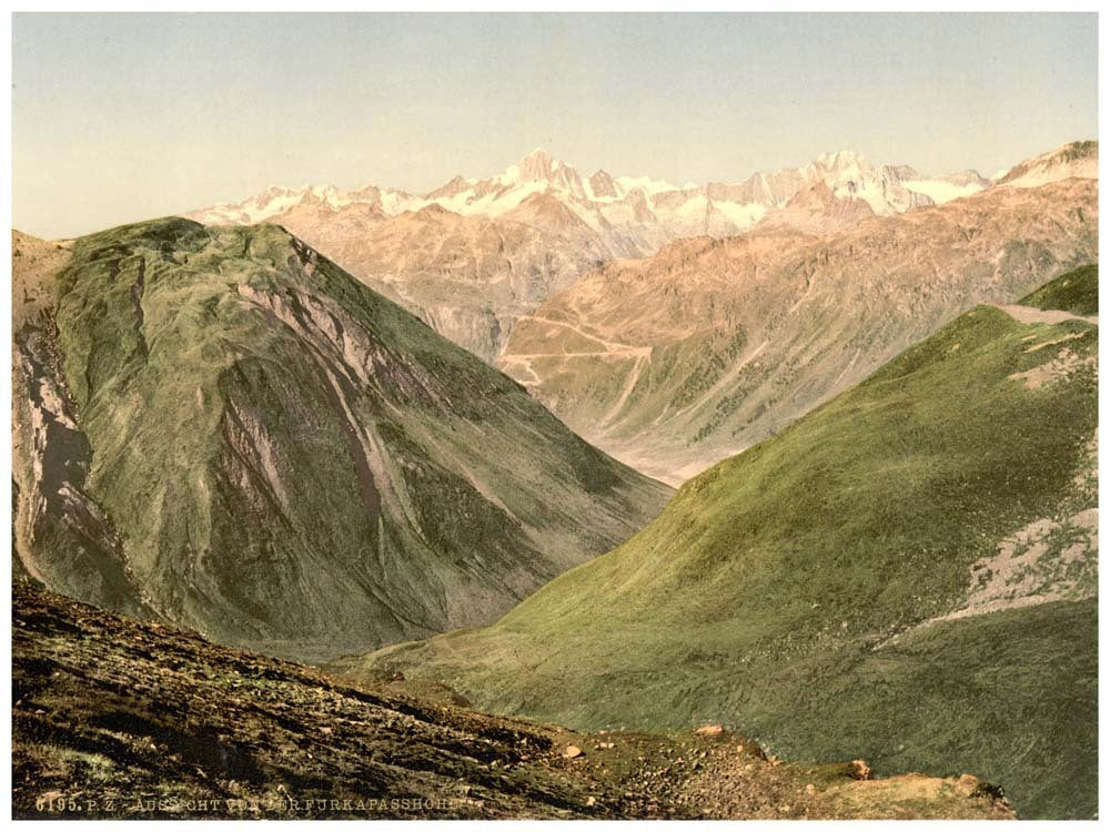 Furka Pass, view from the summit, Bernese Oberland, Switzerland 0400-4656