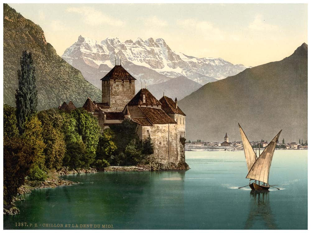 Chillon Castle, and Dent du Midi, Geneva Lake, Switzerland 0400-4671