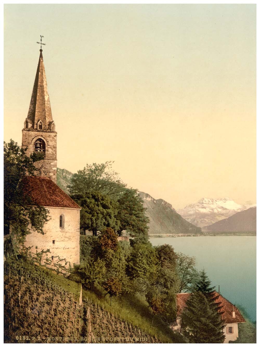 Montreux, the church and Dent du Midi, Geneva Lake, Switzerland 0400-4685