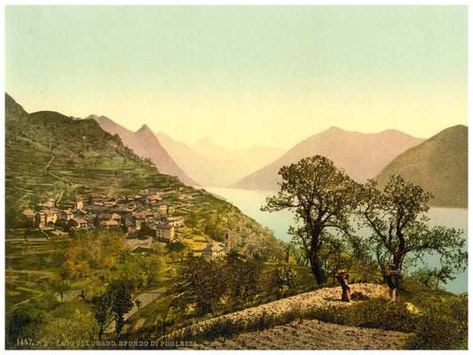 Lake of Lugano, Porlezza in the background, Tessin, Switzerland 0400-4756