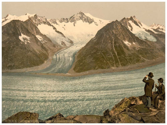 Eggishorn, Grand Aletsch Glacier, with Aletschhorn, Valais, Alps of, Switzerland 0400-4806