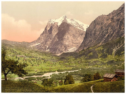 Grindelwald, general view, Wetterhorn, Bernese Oberland, Switzerland 0400-4831