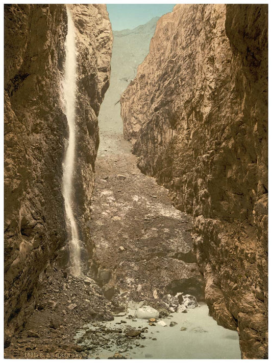 Grindelwald, grotto, II, with waterfall, Bernese Oberland, Switzerland 0400-4836