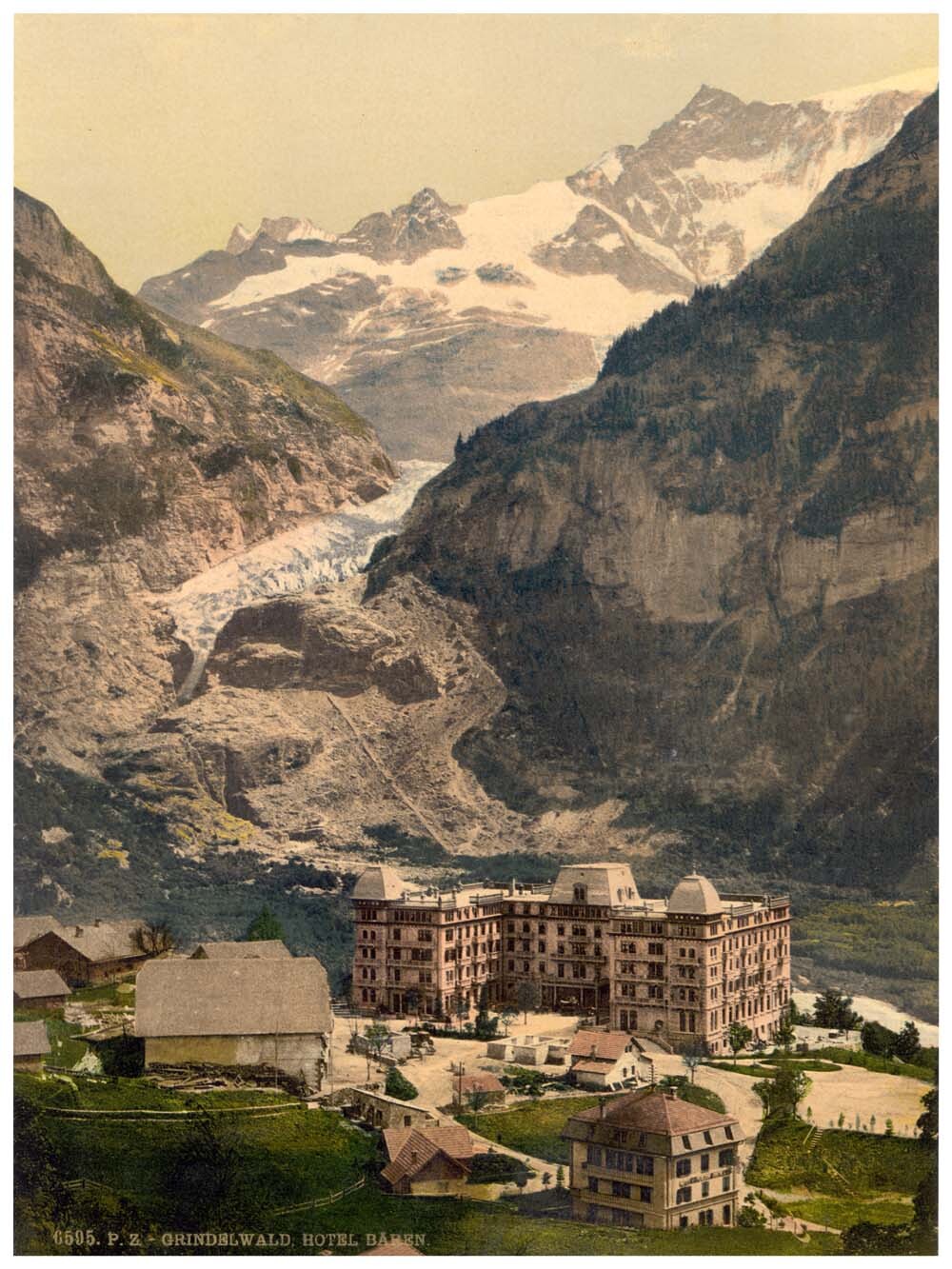 Grindelwald, Bear Hotel and glacier, Bernese Oberland, Switzerland 0400-4839