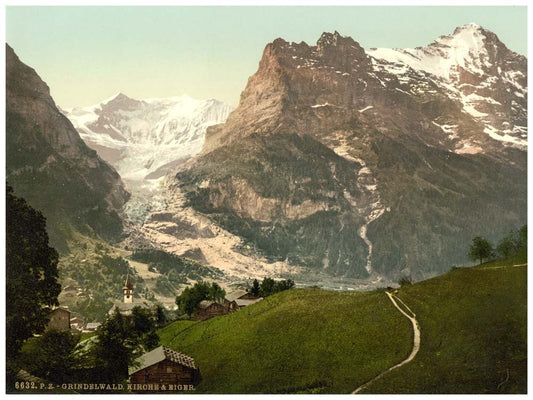 Grindelwald, church and Eiger, Bernese Oberland, Switzerland 0400-4841