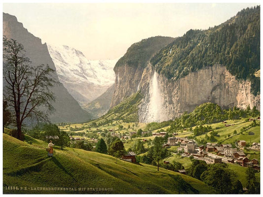 Lauterbrunnen Valley with Staubbach, Bernese Oberland, Switzerland 0400-4878