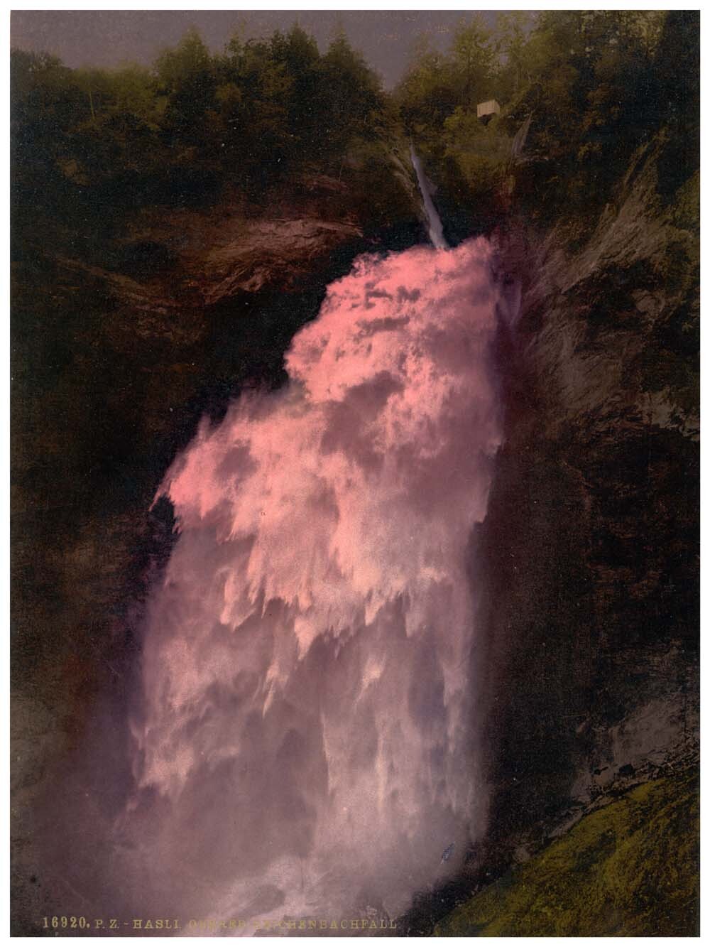 Reichenbach, the Upper Falls, lighted by Bengal lights, Bernese Oberland, Switzerland 0400-4903