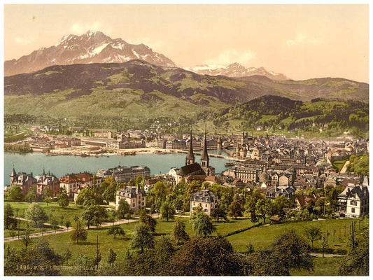 Pilatus and Lucerne, seen from Drei Linden, Lucerne, Switzerland 0400-4970