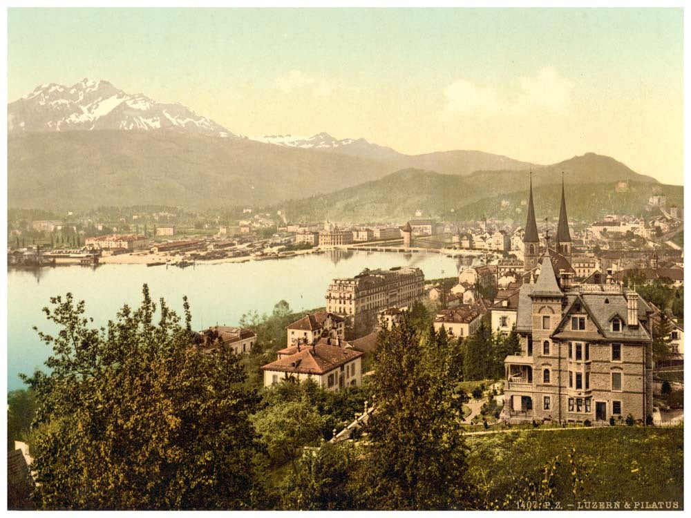 Pilatus and Lucerne, seen from Neuschweizerhaus, Lucerne, Switzerland 0400-4971