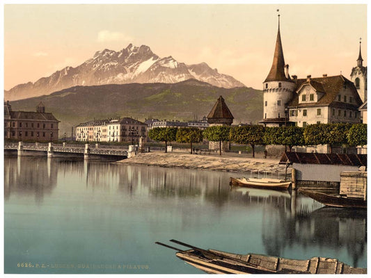 New Bridge and Pilatus, Lucerne, Switzerland 0400-4992