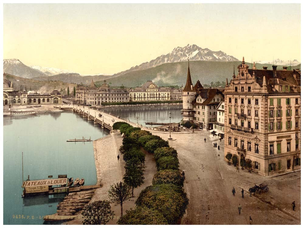 New Bridge and Pilatus, Lucerne, Switzerland 0400-4993