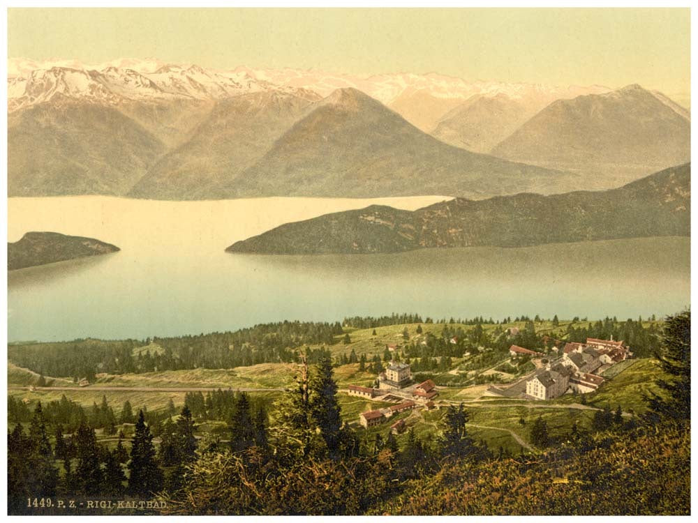 Panorama of Rigi Kaltbad and the Lake of the Four Cantons, from Rothstock, Rigi, Switzerland 0400-5059