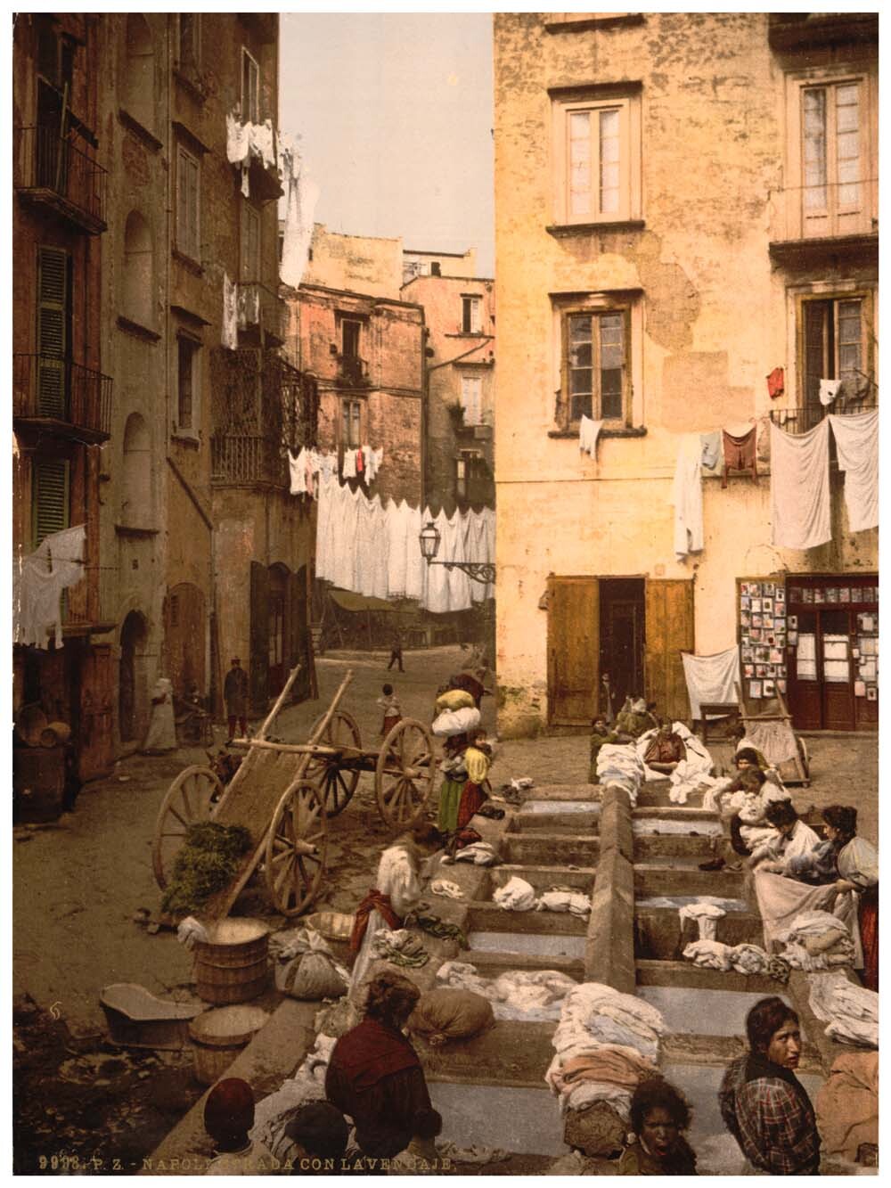 Street with washerwomen, Naples, Italy 0400-5492