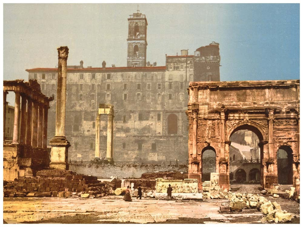 Temple of Saturn and Triumphal Arch of Septimus Severus, Rome, Italy 0400-5506