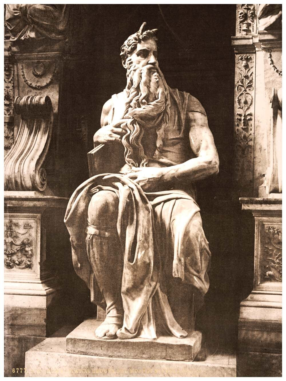 Statue by Michael Angelo, "The Seated Moses", Rome, Italy 0400-5525